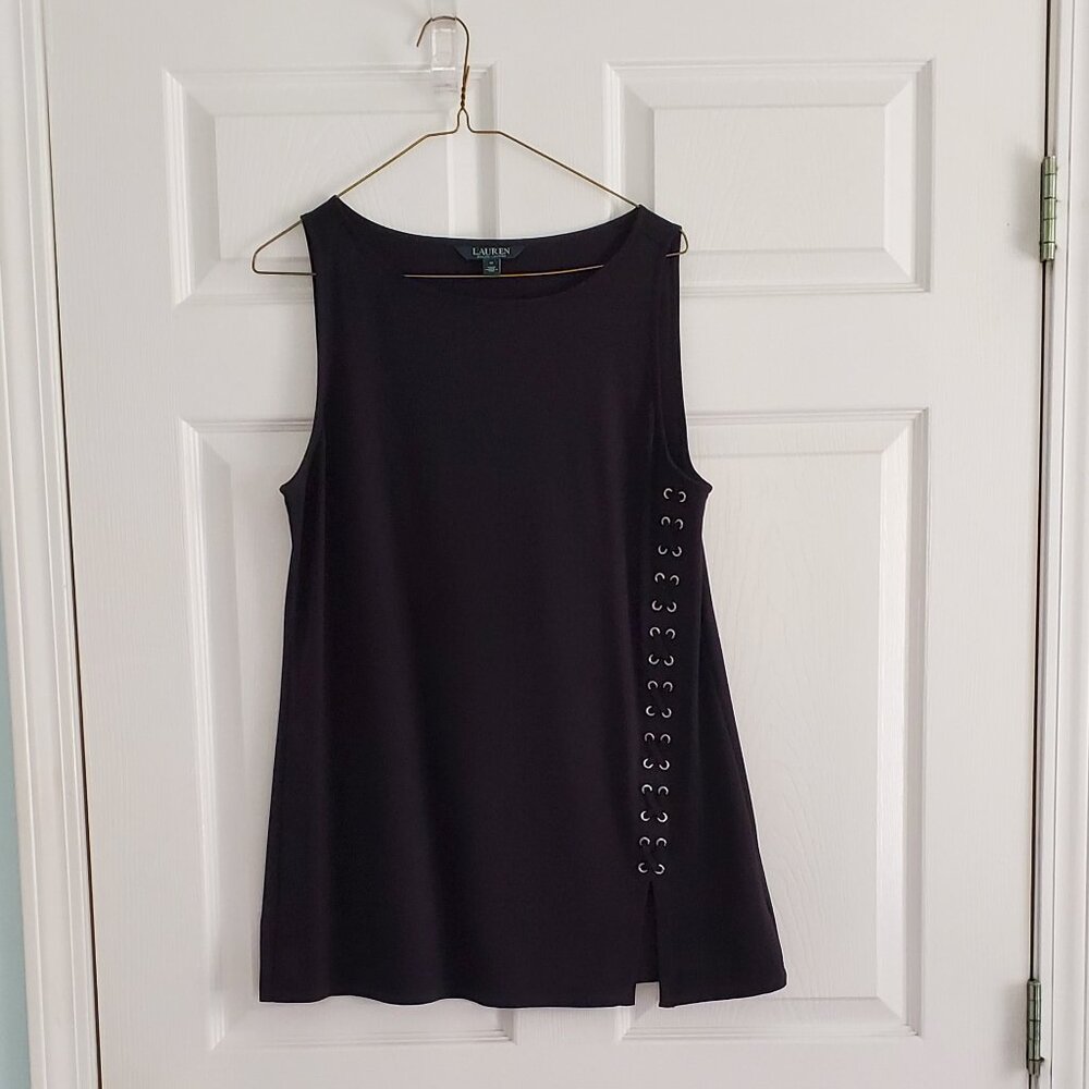 Ralph Lauren Black Sleeveless Tunic Top, Size M